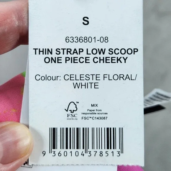 Cotton On Body Strappy Low Scoop One Piece Cheeky Swimsuit Celeste Floral Small - Picture 6 of 6